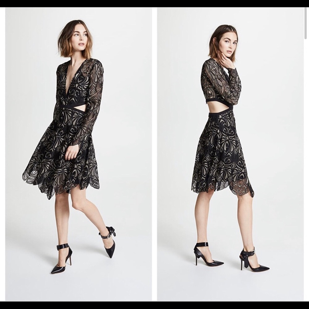 NWT Thurley Gaia Black Lace Cutout Dress Size 8